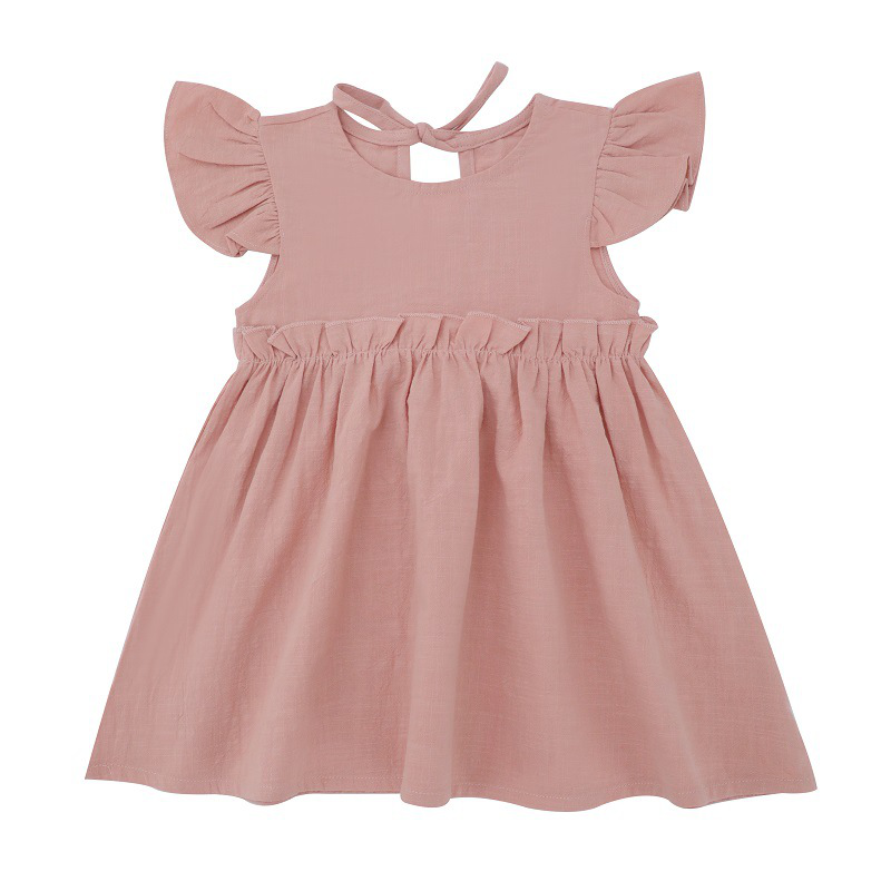 New Ins Solid Color Cotton Girl's Dress