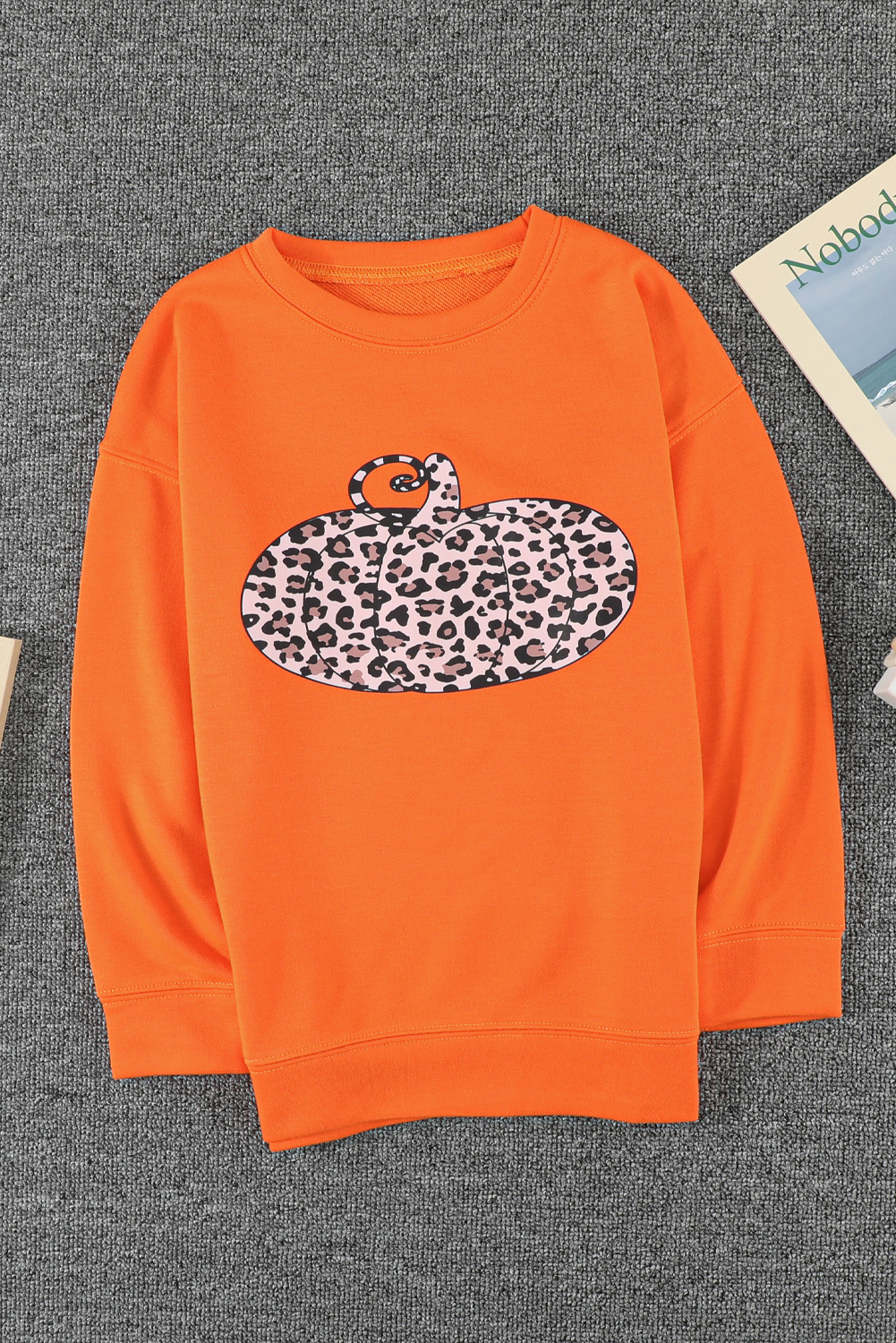 Halloween Pumpkin Print Parent-Child Matching Girls Pullover Sweatshirt