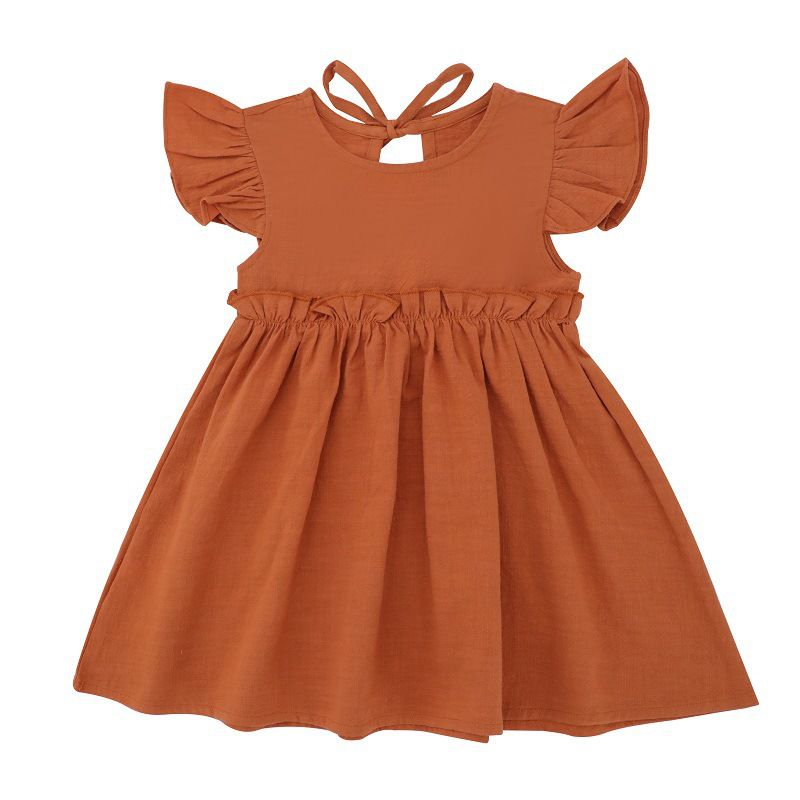 New Ins Solid Color Cotton Girl's Dress