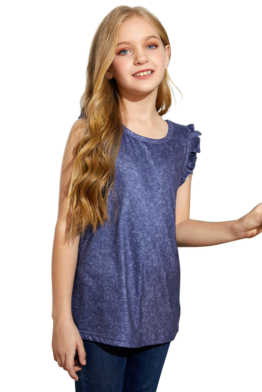 Blue Ruffled Little Girl Tank