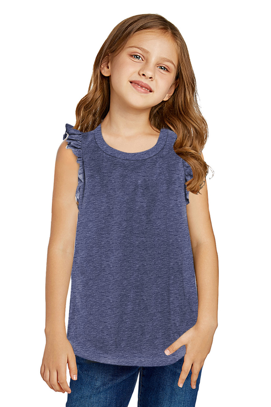 Blue Ruffled Little Girl Tank