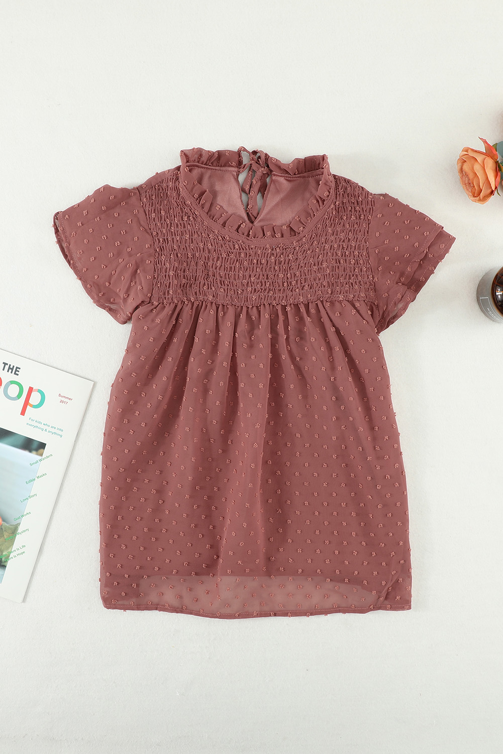 Little Girl Swiss Dot Ruffle Sleeves Top